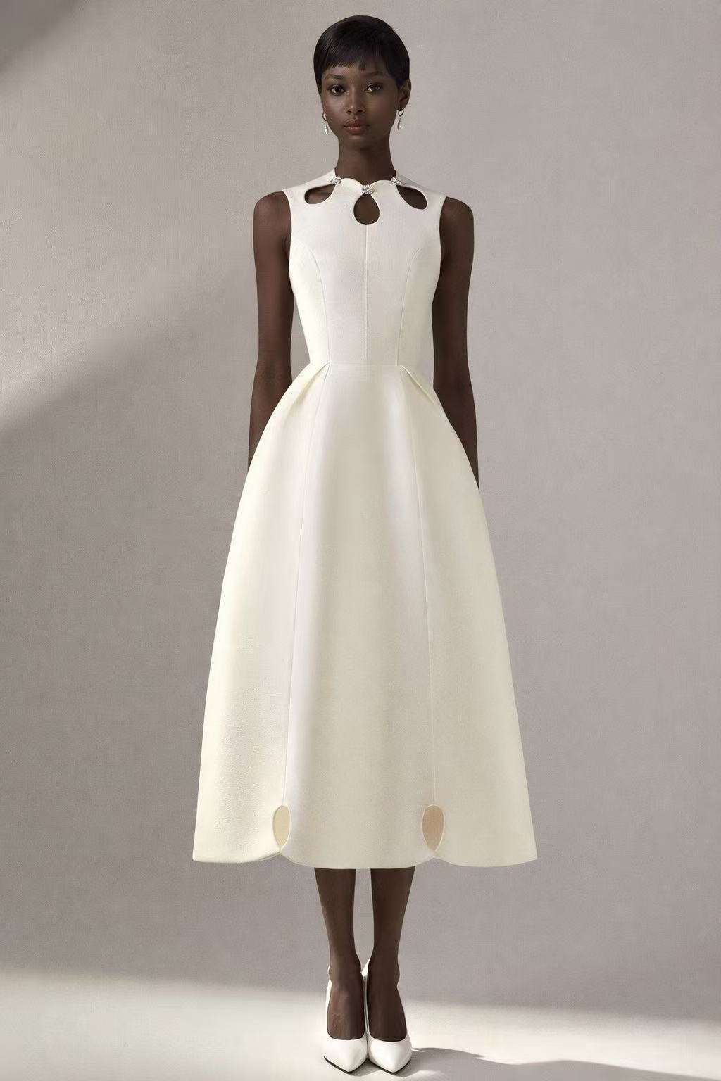 White elegant evening dress