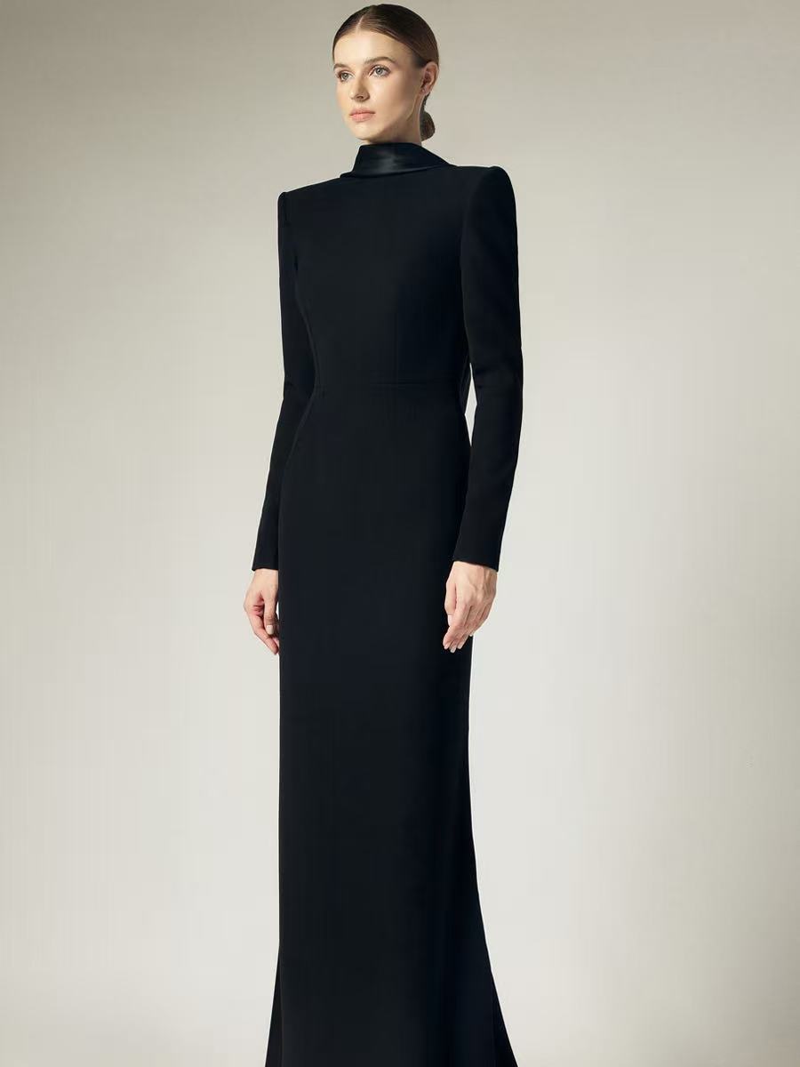 Sexy and simple black long fress  backless